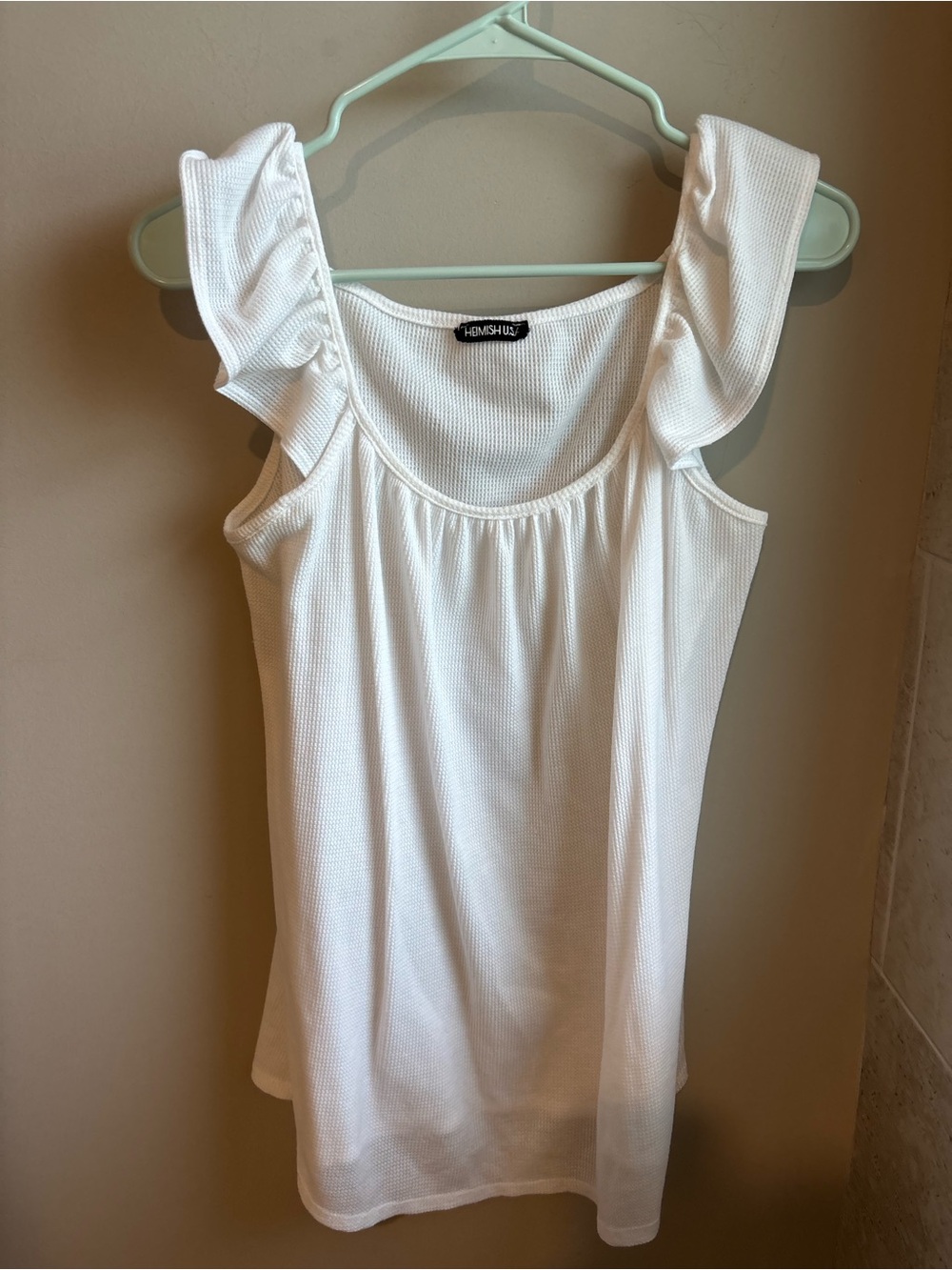 HEIMISH USA White Ruffle-Sleeve Scoop Tank Top
